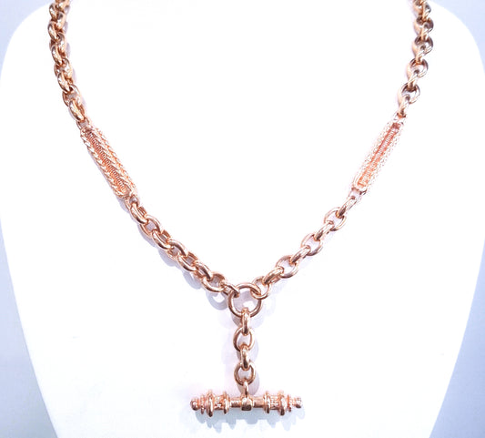 9ct Rose Gold Antique Fob Chain Necklace 50cm