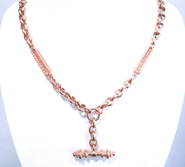 9ct Rose Gold Antique Fob Chain Necklace 50cm