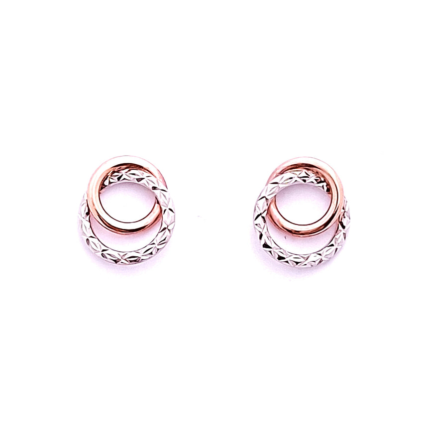 9ct White & Rose Gold Two-Toned Earrings