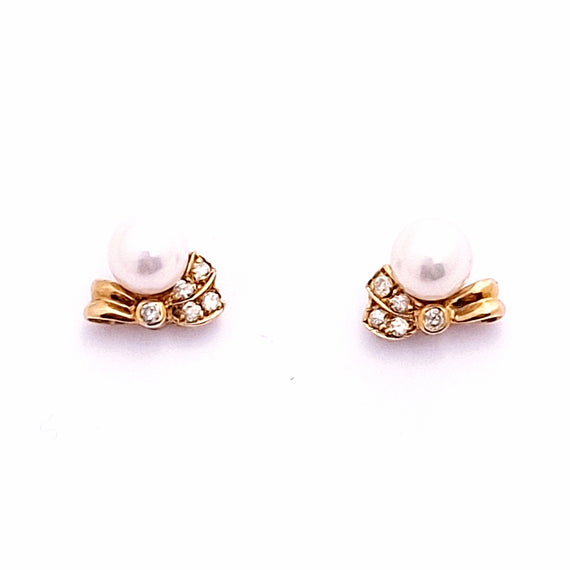 14ct & 18ct Yellow Gold Pearl and Diamond Earrings