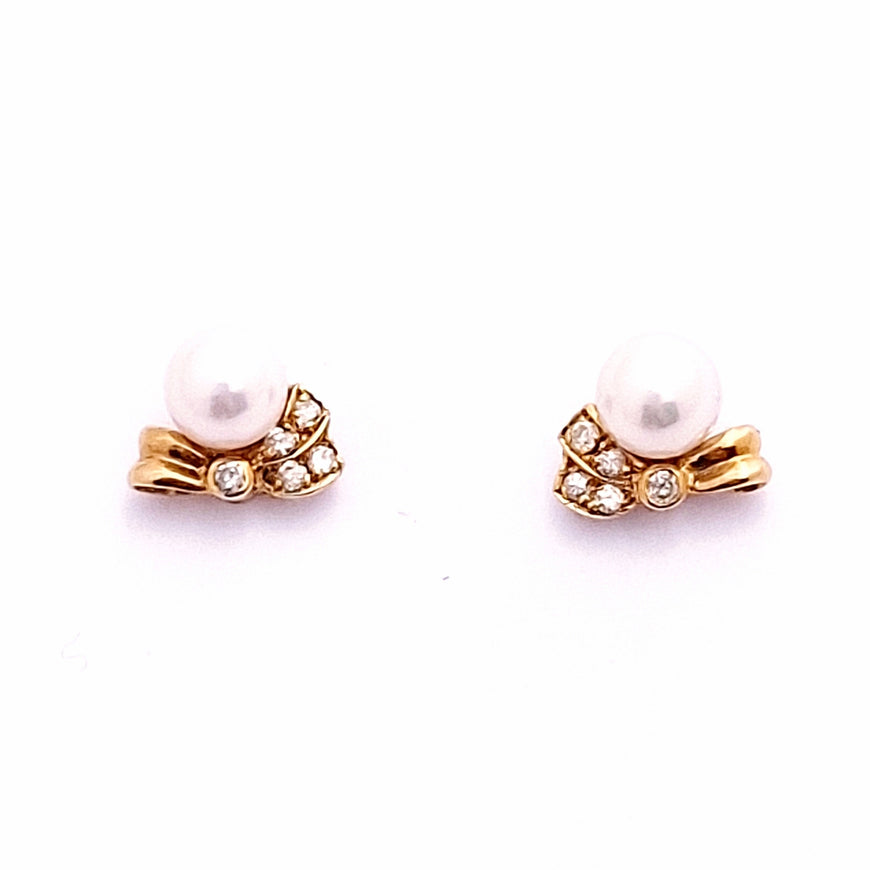 14ct & 18ct Yellow Gold Pearl and Diamond Earrings