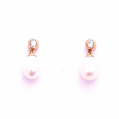 10ct Yellow Gold Pearl & Cubic Zirconia Drop Earrings