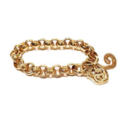 9ct Yellow Gold Belcher Bracelet With Filigree Padlock Clasp