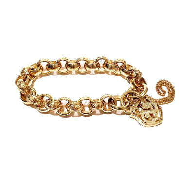 9ct Yellow Gold Belcher Bracelet With Filigree Padlock Clasp