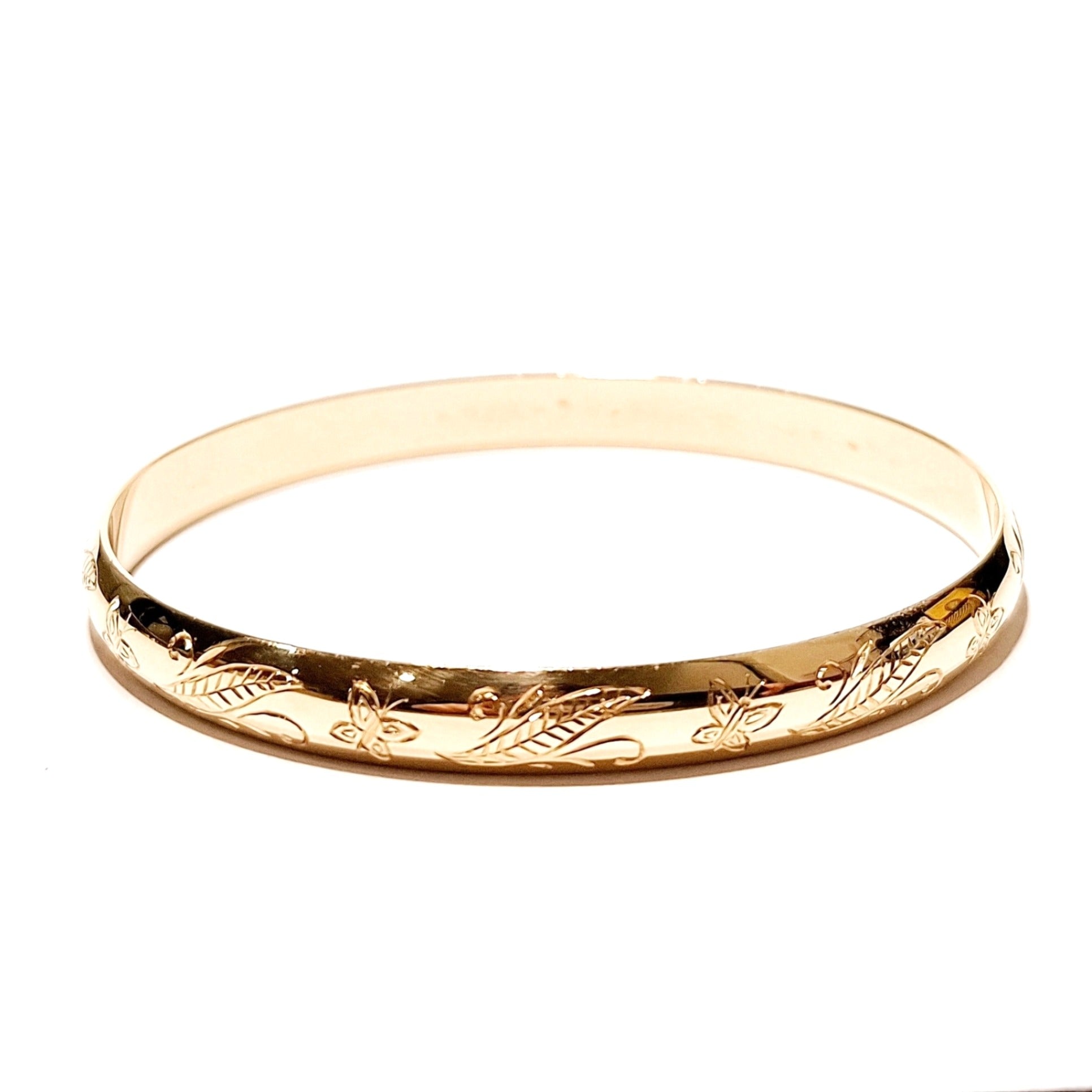 9ct Yellow Gold Engraved Pattern Bangle