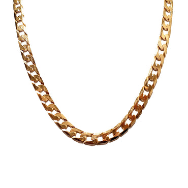 9ct Yellow Gold Flat Curb Link Chain Necklace 50cm