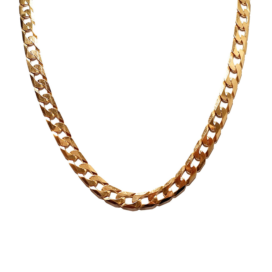 9ct Yellow Gold Flat Curb Link Chain Necklace 50cm