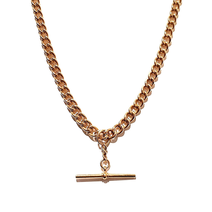 9ct Rose Gold Antique Fob Curb Link Chain Necklace 45cm