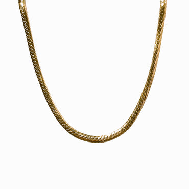 18ct Yellow Gold Flat Herringbone Chain Necklace 45cm