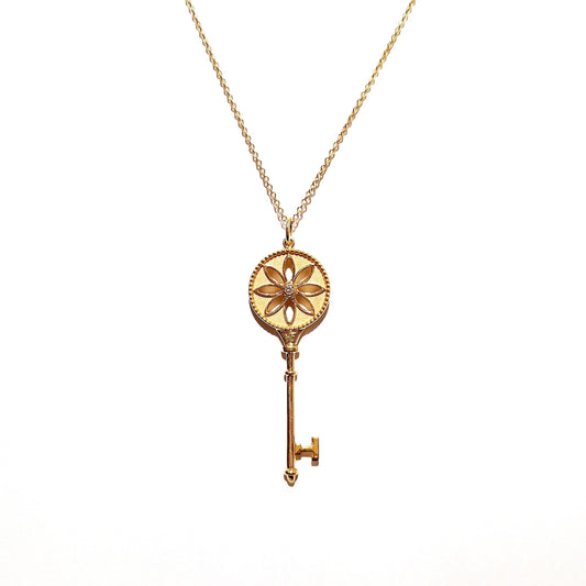 18ct Yellow Gold Diamond Key Necklace and Pendant