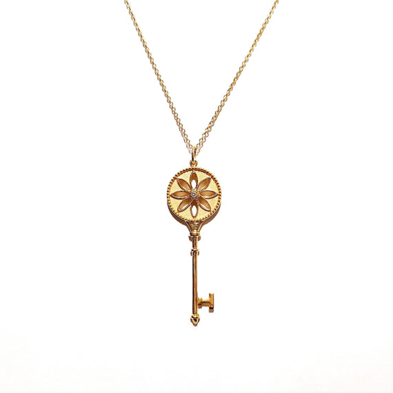 18ct Yellow Gold Diamond Key Necklace and Pendant
