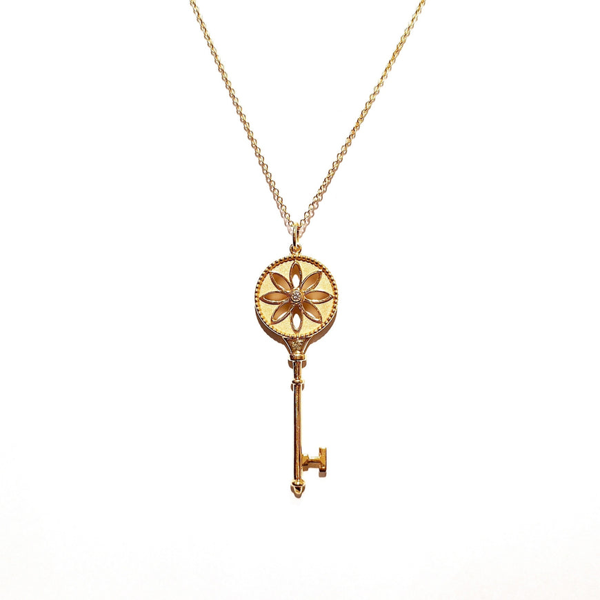 18ct Yellow Gold Diamond Key Necklace and Pendant