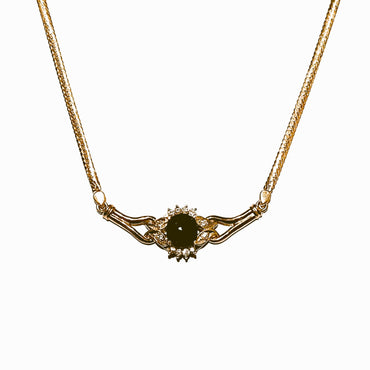18ct Yellow Gold Sapphire & Diamond Herringbone Necklace 40cm