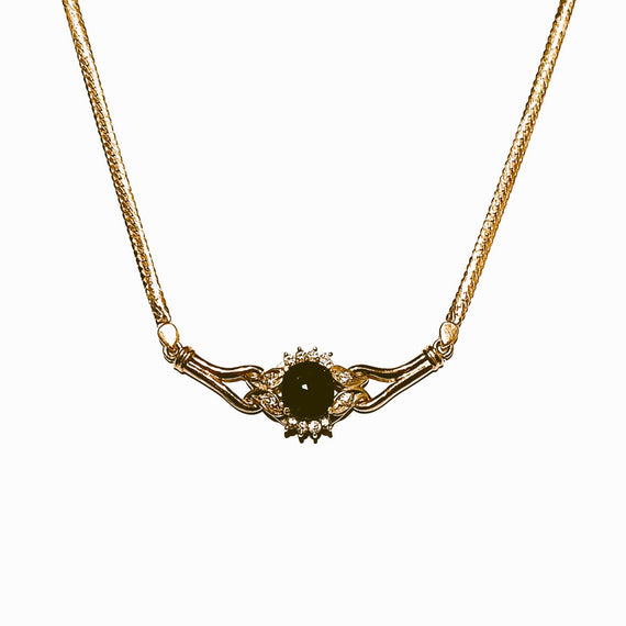 18ct Yellow Gold Sapphire & Diamond Herringbone Necklace 40cm