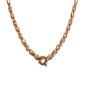 9ct Yellow Gold & Cubic Zirconia Tulip Link Chain Necklace With Bolt Clasp 40cm