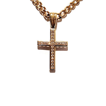 9ct Yellow Gold Diamond Cross Pendant