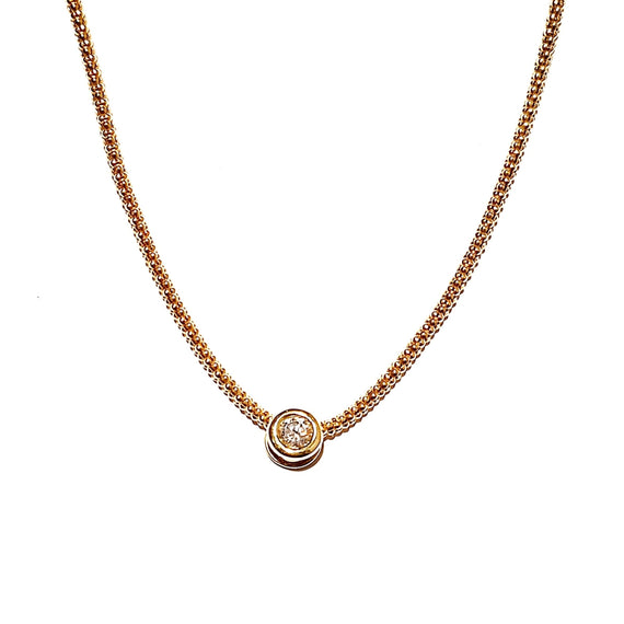 18ct Yellow Gold 0.51ct  Diamond Pendant & Chain Necklace 53cm