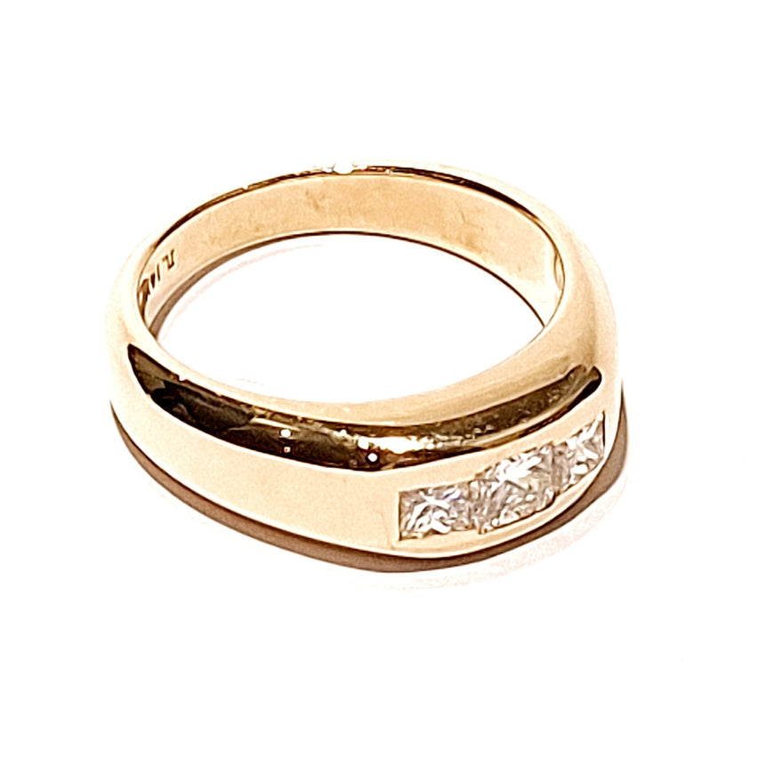 14ct Yellow Gold 0.98ct Diamond Trilogy Ring