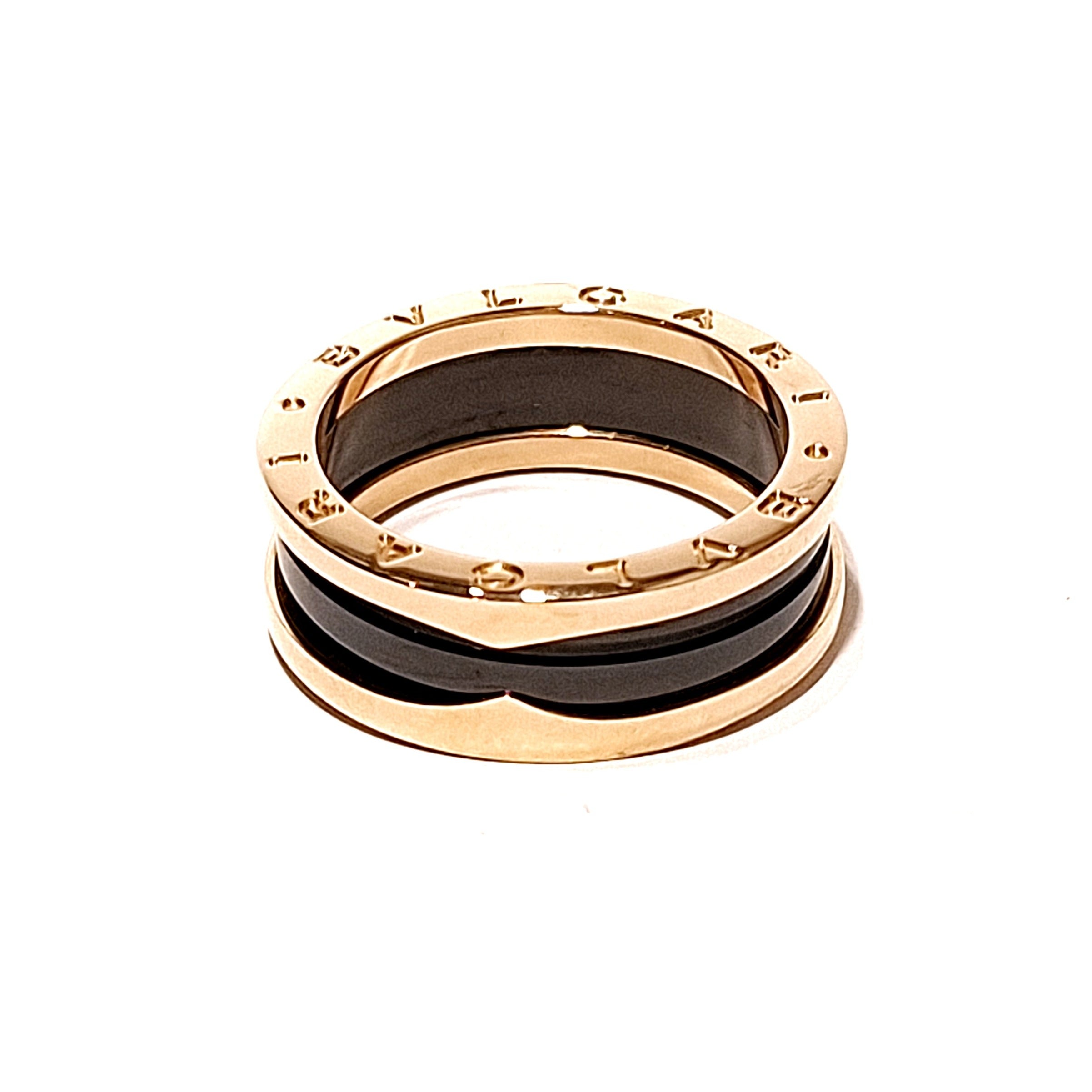 18ct Rose Gold & Black Ceramic B.zero1 BVLGARI Men's Ring