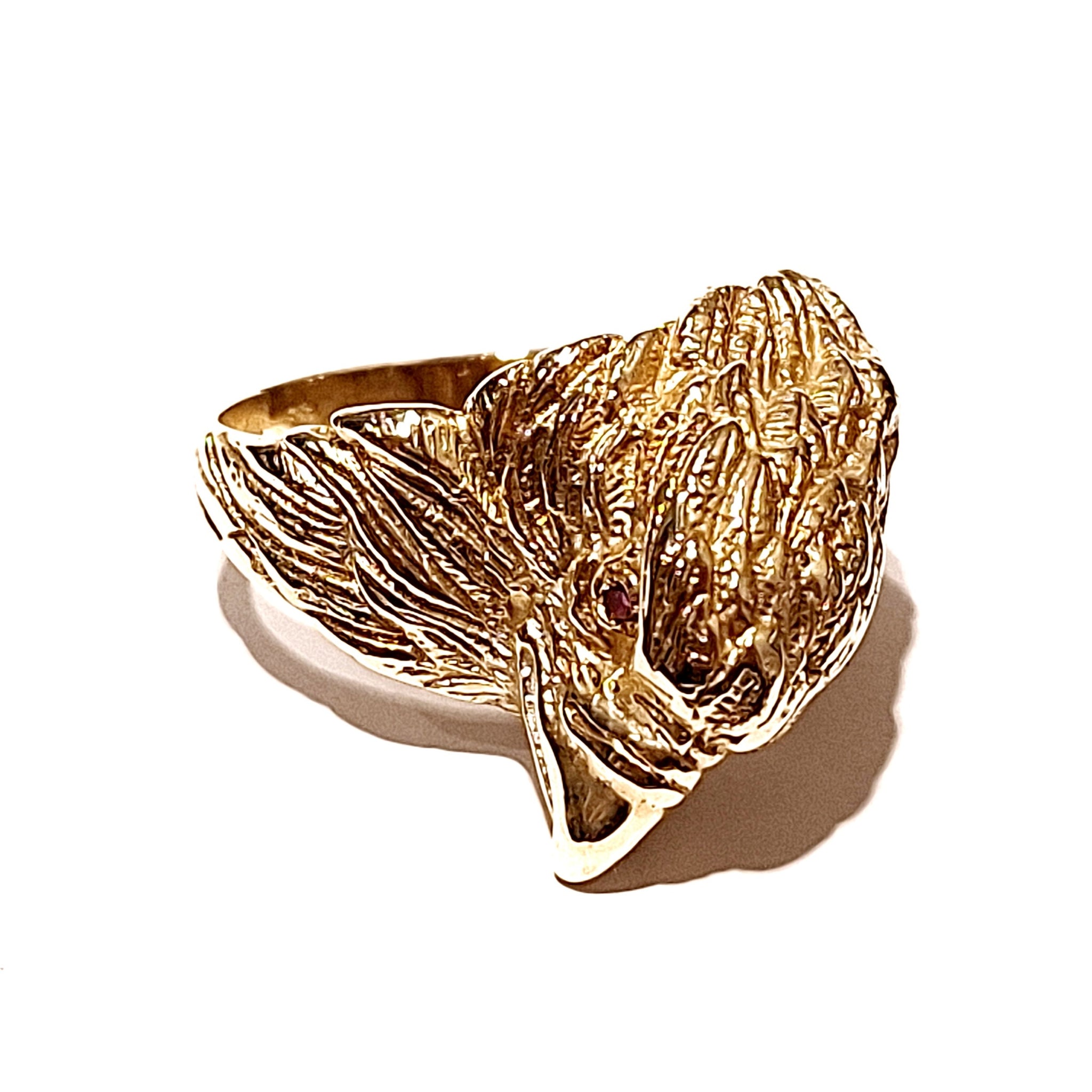 10ct Yellow Gold Men's Eagle Ring With Ruby Eyes