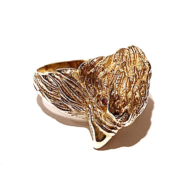 10ct Yellow Gold Men's Eagle Ring With Ruby Eyes