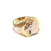18ct Two Toned Gold Lucky Horseshoe Horse Head Men's Ring