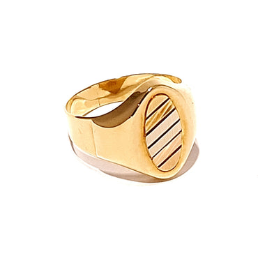 18ct Three Toned Gold Men's Signet Ring