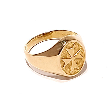 9ct Yellow Gold Maltese Cross Signet Men's Ring