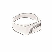 18ct White Gold Men's Diamond Signet Ring