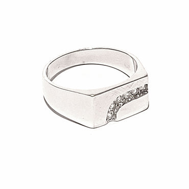 18ct White Gold Men's Diamond Signet Ring