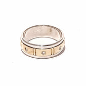 9ct Two Toned Gold Diamond Men's Ring