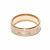 9ct Two Toned Gold Diamond Men's Ring
