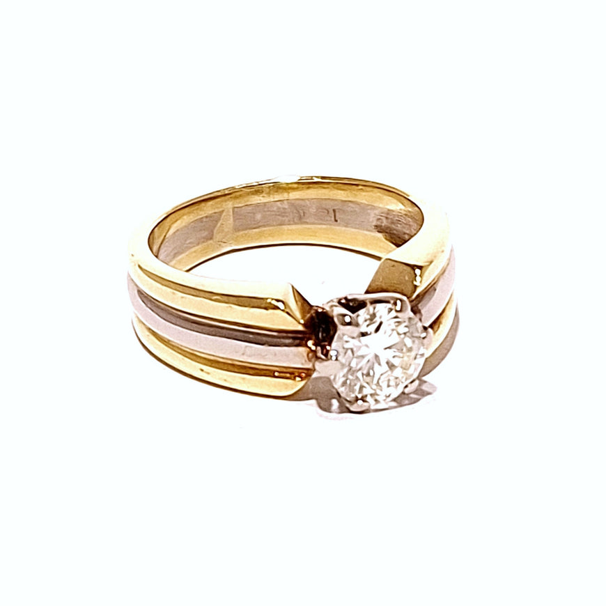18ct Two Toned Gold 0.75ct VS1 Diamond Ladies Solitaire Ring