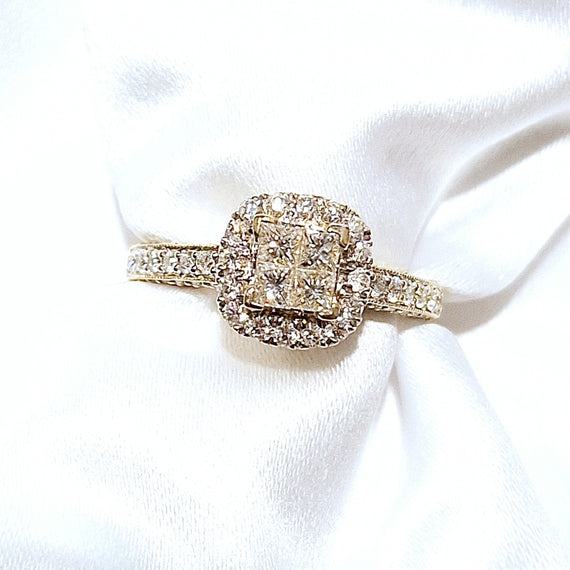 18ct Yellow Gold 1.00ct Diamond Cluster Ladies Ring