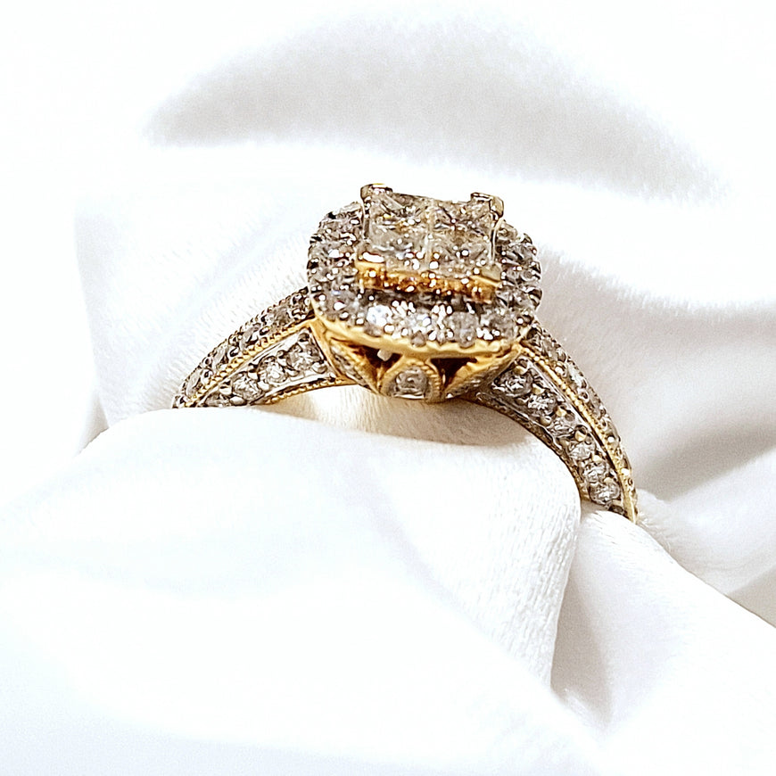 18ct Yellow Gold 1.00ct Diamond Cluster Ladies Ring