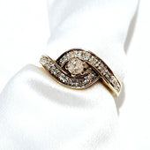 9ct Yellow Gold Diamond Cluster Ladies Ring
