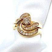 18ct Yellow Gold Spiral 0.61ct Diamond Ladies Ring