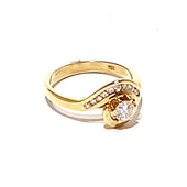 18ct Yellow Gold Spiral 0.42ct Diamond Cluster Ring