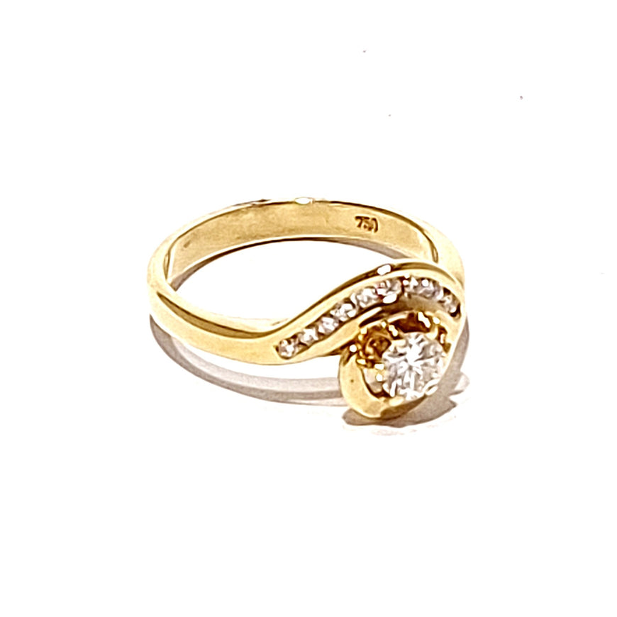 18ct Yellow Gold Spiral 0.42ct Diamond Cluster Ring