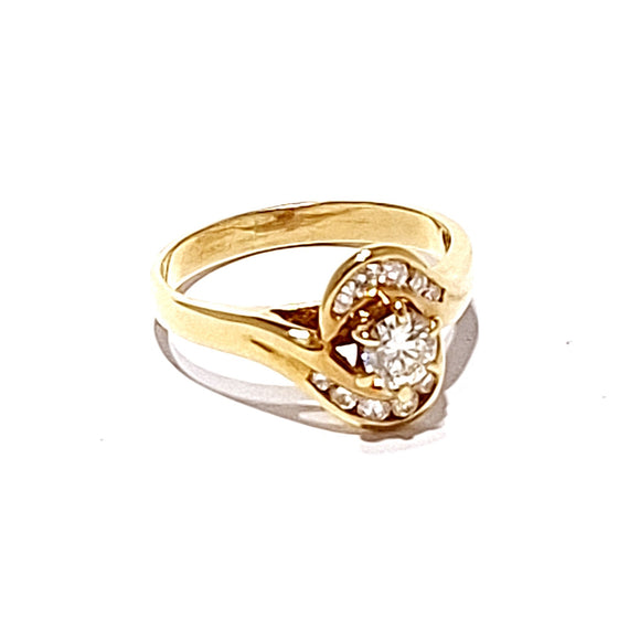 18ct Yellow Gold Spiral 0.50ct VS Diamond Cluster Ring