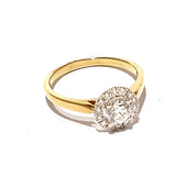 18ct Yellow Gold 0.81ct Diamond Halo Cluster Ring