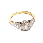18ct Yellow & White Gold Antique 0.27ct Diamond Cluster Ring
