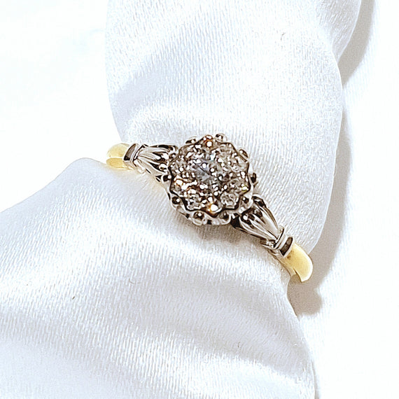18ct Yellow & White Gold Antique 0.27ct Diamond Cluster Ring