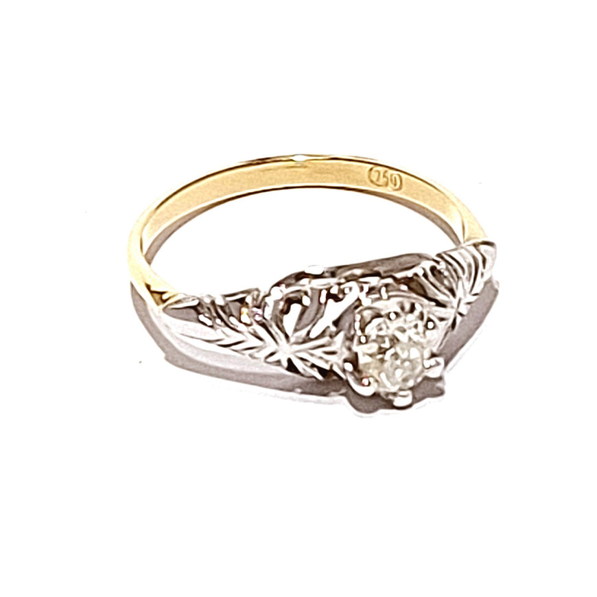 18ct Yellow & White Gold Antique 0.25ct Diamond Ring