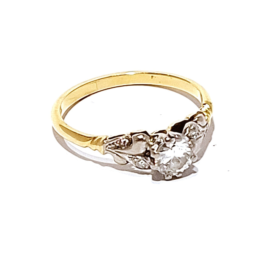 18ct Yellow & White Gold Antique 0.40ct Diamond Ring