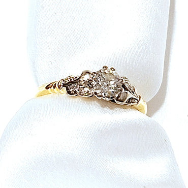 18ct Yellow & White Gold Antique 0.40ct Diamond Ring