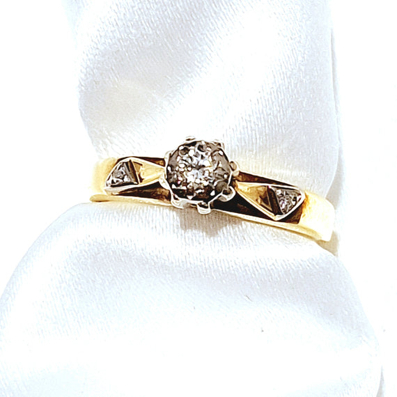18ct Yellow Gold Antique 0.17ct Diamond Ring