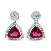 7.13ct Tourmaline & Diamond Drop Handmade Earrings in 18k Rose and White Gold