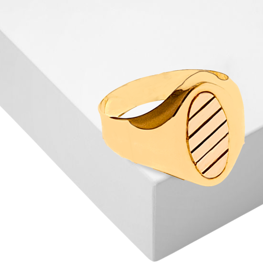 18ct Three Toned Gold Men's Signet Ring