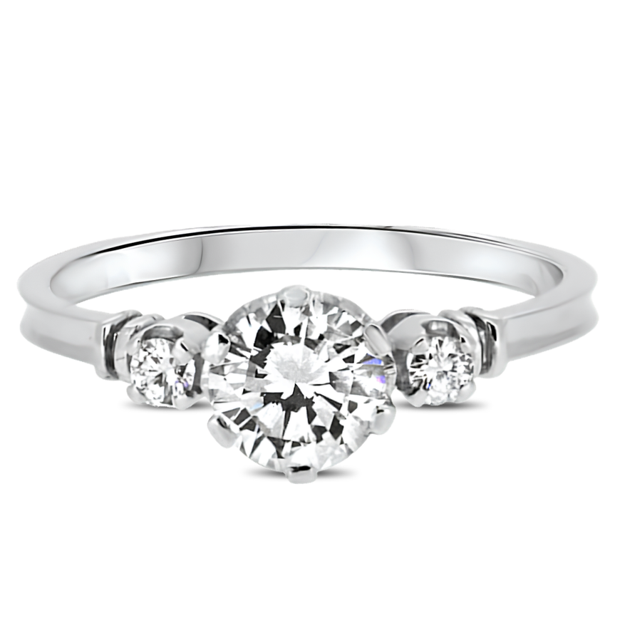 0.68ct Diamond Engagement Style Handmade Ring in 18k White Gold